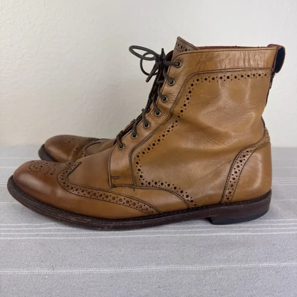 Allen Edmonds Dalton Wingtip Brogue Dress Boot Lace Up Leather Walnut Brown 12 D